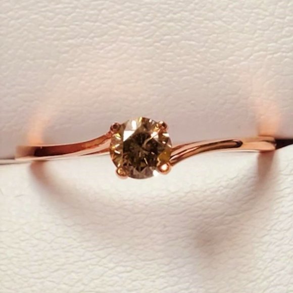 (SOLD) 14K Rose Gold Diamond Solitaire 0.3ct Ring Sz6.5 - Picture 5 of 10